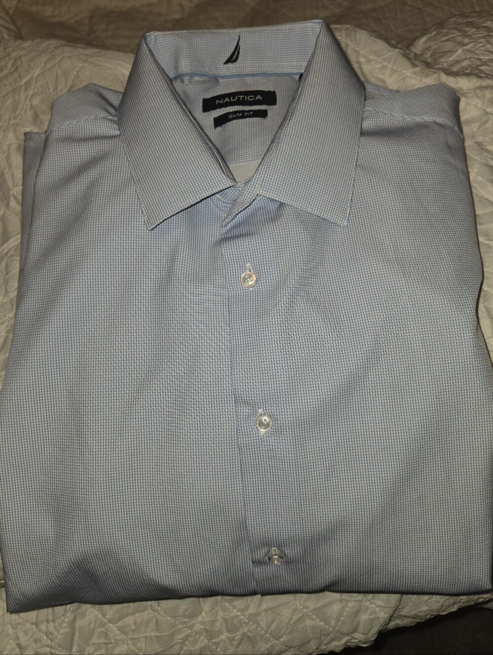 Nautica Men's Pale Blue Long-Sleeve Dress Shirt